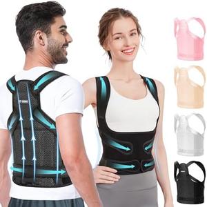 Fit Geno Back Brace Posture Corrector for Women and Men, Shoulder Straightener, Adjustable Full Back Support, Upper and Lower Back Pain Relief - Scoliosis, Hunchback, Hump, Thoracic, Spine Corrector, M