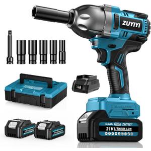 Cordless Impact Wrench 1/2", 1600N.m (1200ft-lbs) High Torque Brushless Impact Gun, 21V 3800RPM Power Impact Wrenches, Electric Impact Driver with 2x 4.0Ah Battery for Car Tire Truck RV Mower