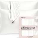 Kitsch Satin Pillowcase with Zipper for Hair & Skin, Softer Than Silk Pillow Cases Queen Size Set of 2, Wrinkle-Free, Smooth and Cooling Satin Pillow Covers, Standard Size 19"x26" - Ivory, 2pcs