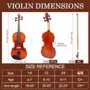 Violin 4/4 Full Size Kit for Beginners, Glossy Violin Fiddle Set for Adults, Students with Violin Case, Bow, Rosin, Fingerboard Sticker, Shoulder Rest, Extra Strings and Bridge(Plywood, Full)