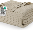 Utopia Bedding 100% Cotton Waffle Weave Blanket Queen Size for Bed - Lightweight, Breathable Summer Blankets Soft and Cozy, Gift for Mother’s Day Home Decor (Khaki, 90x90 Inch)