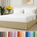 Pleated Bed Skirt Full Size - 3 Sided Pleated Bed Skirt Full - Ultra-Soft, Easy Fit with 12 Inch Tailored Drop - Hotel Quality, Wrinkle Free & Fade Resistant - for Women, Men, Kids and Teens - Beige