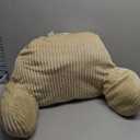 Reading Pillow for Bed Sitting Up,Flannel Back Pillow for Bed Sitting up with Arms and Pockets & Washable Cover,Soft Back Support (Beige, 27.6x17.7 in)