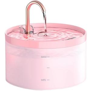 Cat Water Fountain Pink for Drinking: 67oz/2L Cat Fountain - GIOTOHUN Cute Pet Water Fountain for Cats Inside - Quiet Pet Fountain - Faucet Cat Drinking Fountain - Suitable for Kitty & Kitten