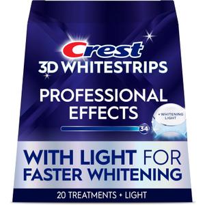 Crest 3D Whitestrips Professional Effects + LED Light Teeth Whitening Kit, 1 Light + 20 Treatments, Each with 1 Upper/1Lower, 40 Strips Crest 3DWhite Teeth Whitening Strips