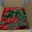 Hotop 80 Pcs Rose Artificial Flowers Bulk with Long Stem, Silk Roses Realistic Fake Flowers Bouquet for Wedding Table Centerpieces Bridal Shower Party Home Decorations(Red)