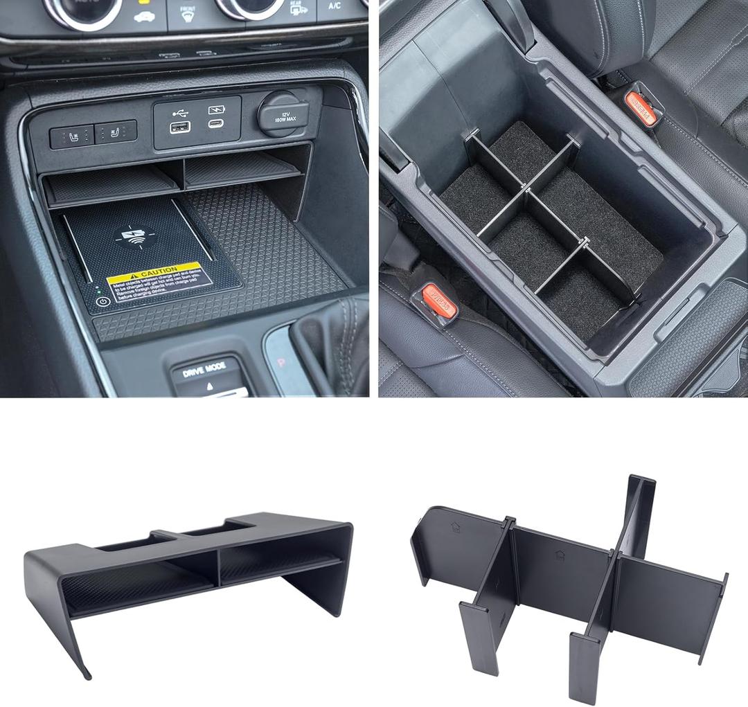 RAVOTOM 2PCS Center Console Organizer Dividers for Honda CR-V 2023 2024 2025 2026 Hybrid Sport Insert Armrest Divider Accessories Compartment Tray Secondary Storage Box