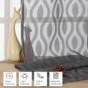 Aiyufeng Extra Long Grey Sheer Curtains 96 Inches Long for Bedroom 2 Panels Set, Farmhouse Wavy Line Light Filtering Clip Jacquard Solid Voile Living Room Curtains, Dual Rod Pocket, 40" Wx96 L Inches