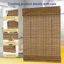 No Drill No Tools Bamboo Roman Shades, Cordless Light Filtering Window Blinds with Valance, Natural Woven Wood Shades for Living Room Dining Room, Brown, 22" W x 48" H