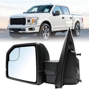 Driver Side Mirror Replacement Fit for 2015-2020 Ford F150 accessories,Left Side Mirror Assembly,Power Glass,Manual Collapse,Without Signal Light,Non Heated (3Pins) Replaces: FL3Z17683AK