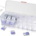 P-80 Daily Contact Lens Organizer with Remover & Tweezer, Disposable Lens Dispenser, Clear Plastic Box for All Brands (White)