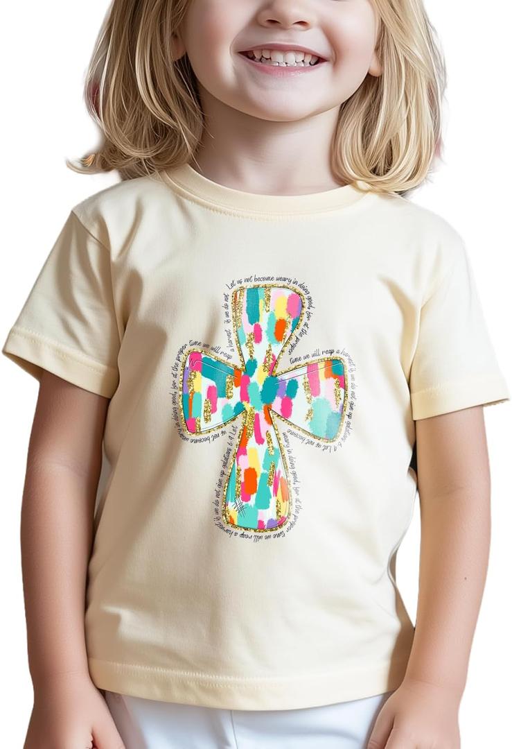 Toddler Boys Easter Shirt for Girls Kids Easter T-Shirts Tops Funny Bunny Graphic Tee Short Sleeve 2-8 Years (Yellow)