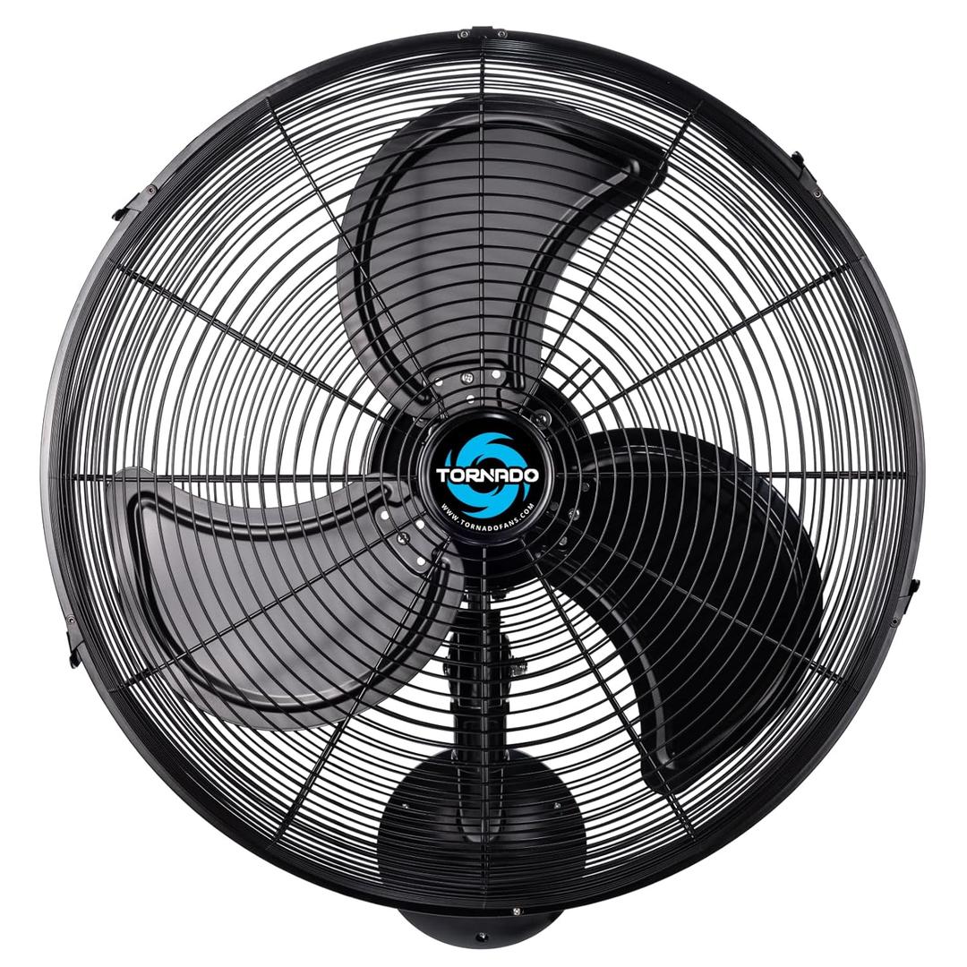 Tornado 20 Inch Pro Series High Velocity Oscillating Waterproof Outdoor Wall Mount Fan For Industrial, Commercial, Residential Use 3 Speed 5250 CFM UL Safety Listed