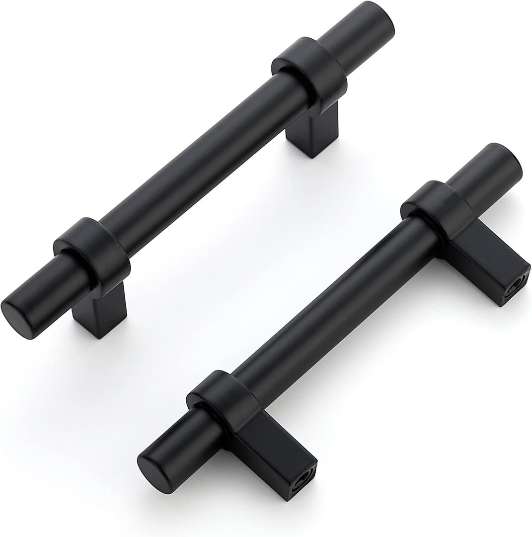 Home Expert 5 Pack Cabinet Handles 3 Inch Black Cabinet Pulls Matte Black Kitchen Cabinet Handles Drawer Pulls with Square Base Kitchen Cabinet Hardware 5 Inch Overall Length