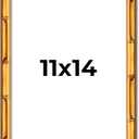 Poster Palooza 11x14 Frame Gold Bamboo Vintage Solid Pine Wood Picture Frame | 0.75 Inch Moulding Width | UV Acrylic, Foam Board Backing & Hanging Hardware Included