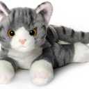 Bearington Collection Lil' Socks Cat Plush Toy - 8-Inch Striped Realistic Cat Stuffed Animal for Kids