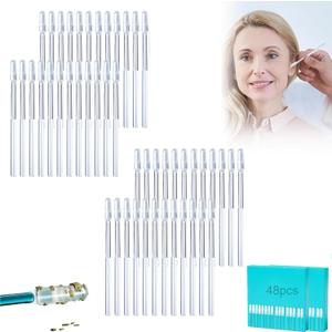 Earwax Removal Adhesive Swabs, 48PCS Reusable Ear Wax Removal Tools with Soft Head & Dust Cover, Safe Ear Cleaning Sticks for Kids and Adults, 2026 New Gentle Ear Curette