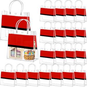 Abbylike 24 Pcs Cartoon Animation Clear PVC Gift Bag with Handles Party Favor Candy Gift Treat Bags for Sports Theme Party Decorations Game Celebration Supplies Birthday Decorations