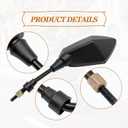 Motorcycle Mirrors Rear View Side Mirror, Convex Handlebar Rear View Side Mirror with M8 M10 Bolt Compatible with Scooter, ATV, Dirt Bike, Cruiser, Snowmobile and More