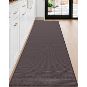 DEXI Kitchen Floor Mats Cushioned Anti Fatigue, 24x70 Standing Runner Rug Brown Waterproof, Soft Comfort, Memory Foam Antifatigue Padded Mats for Desk Office, Sink, Laundry