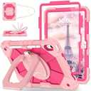 WESOROL Case for iPad (A16) 11th Generation 11 Inch (2025) iPad 10th Generation 10.9 Inch (2022), Full-Body Drop Protection i Pad Case 10th Gen with Rotating Stand Screen Protector Pencil Holder, Rose