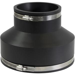 Supply Giant 6I8I Flexible Rubber Coupling with Stainless Steel Clamps, 4 Cast Iron/PVC x 6" Clay, Black