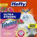 Hefty Ultra Strong 13 Gallon Trash Bags, Tall Kitchen Trash Bags 13 Gallon Size, Resist Leaks, Punctures, and Rips, Continuous Odor Control, White, Fabuloso Watermelon Scent, 80 Bags