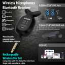 Wireless Microphone, All-Metal Wireless Microphones with RGB Light, Volume Control, 24H Rechargeable Battery, 200ft Range, Bluetooth Receiver with Wireless Mic for Karaoke, Singing, Speech