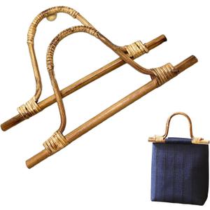 Trapezoid Real Bamboo Purse Handles  2 PCS Natural Bamboo Bag Handles for Crochet Bags, DIY Purse Handle Replacement, Bamboo Accessories for Bag Making