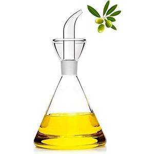 HAIZEEN 9 oz / 250 ml Glass All-Purpose Cruet, Glass Oil Decanter and Cruet (Cone-9 oz, Smooth surface)