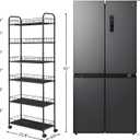 6-Tier Slim Storage Cart with Wheels,10in Wide Black Narrow Rolling Shelf,Sturdy Slim Storage Ideal for Kitchen, Bathroom, and Laundry Room