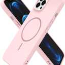 oakxco for iPhone 12 Pro Max Case Silicone Mag Safe, Magnetic Slim Thin Phone Case Compatible with Magsafe Wireless Charging, Cute Girly Aesthetic Soft Rubber Gel Safecase for Women Girls, Light Pink