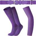 Tradder 1 Pair of Youth Softball Baseball Socks Baseball Belt and Arm Sleeve Combo for Men Boy Girl Football Sports Gift Set(Purple) (Purple)