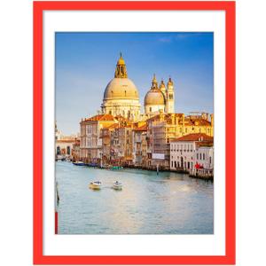 Wyooxoo 18x24 Poster Frame Red Made of Solid Wood Picture Frames Display Pictures 16x20 with Mat or 18x24 Without Mat Colorful Frame For Horizontal Vertical Wall Mounting