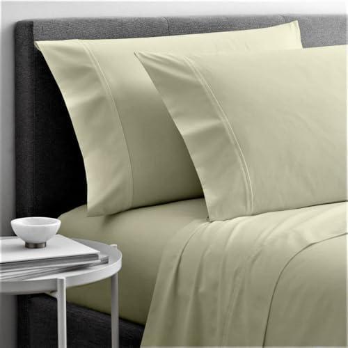 Cottingon 4 Piece Full XL Dorm Bedding Set for College, 100% Long Staple Premium Egyptian Cotton, Soft Bed Sheets, Fits Upto 15" Deep Mattress 54"X80" Extra Long, Ivory
