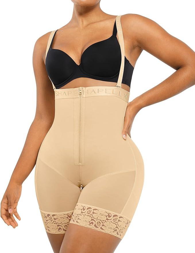 SHAPELLX Shapewear for Women Tummy Control Fajas Colombianas Body Shaper Postpartum Plus Size Butt Lifting Bodysuit Large