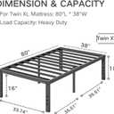 Twin XL Bed Frame 18 Inch Tall Metal Steel Slats with Heavy Duty Support for Mattress, No Box Spring Needed,Noise-Free,Easy Assembly