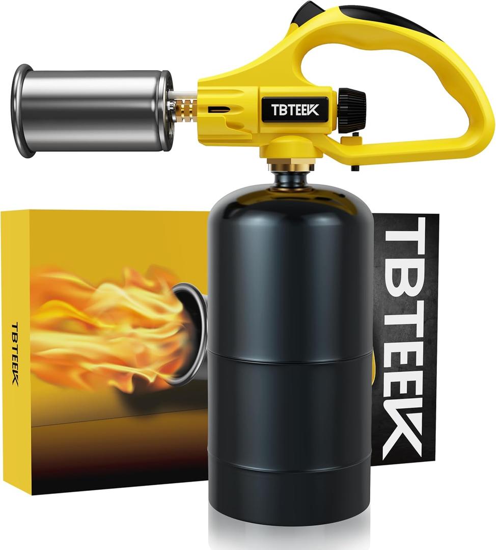 TBTEEK Powerful Propane Torch Head, Sous Vide Grill Cooking Torch With Adjustable Flame, Safety Lock Charcoal Torch Lighter for BBQ, Searing Steak, Creme Brulee, Campfire (Tank Not Included) (Gf-8011)