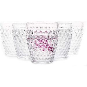 EVEREST GLOBAL Hobnail Old Fashion Iced Beverage Tumblers vintage glassware 10 oz. set of 6 Glass Cup for Water Wine Soda Whiskey Juice Milk Beer Iced-tea for Dinner Parties Bars Restaurants (Clear)