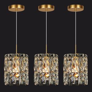 NISIDUN Modern K9 Crystal Pendant Lights Kitchen Island Set of 3,Gold Chandeliers for Dining Room Light Fixtures Over Table,Hanging Chandelier for Kitchen Island Entryway Bathroom BedHead Bedroom