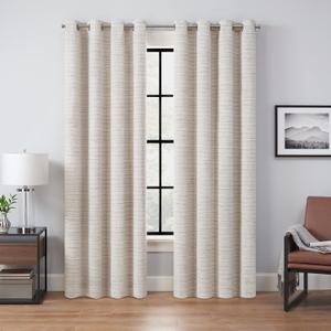 Eclipse Branson Magnitech 100% Blackout Curtain, Grommet Window Curtain Panel, Seamless Magnetic Closure for Bedroom, Living Room or Nursery, 63 in long x 50 in wide, (1 Panel), Ivory