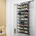 AQQHSAIN 10 Tier Over The Door Shoe Organizer Wall Shoe Shelf Shoe Holder Door Shoe Rack for Closet Pantry Hanging Shoes Clothes Toys Storage Shelves (Black)