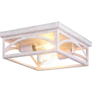 Rustic Flush Mount Ceiling Light Fixture, Farmhouse Close to Ceiling Light Fixture for Hallway Porch Bedroom, Kitchen Lights Ceiling, 1 Pack, White, HandFinished WoodLook