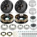 Trailer Axle Electric Brake Kit, Pair of 5-Hole, 4.5" Bolt Circle Brake Drum with 10" x 2 1/4" Self-Adjusting Electric Brakes for 3500 lb Axles, Replacement 10 Brake Hub Drum Assembly