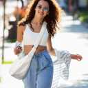 Crossbody Sling Bag for Women Men Trendy, Crescent Bag with Adjustable Strap, 2 Zippers Lightweight