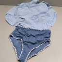 Girls Swimsuit Bikini Set 2 Piece Bathing Suit Tiered Ruffled Contrast Trim Adjustable Straps Girls Swimwear 9-16Y (13-14 Years, Blue)