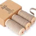 4 x Vitalizart Camel Velvet Ribbon Set 3/8"" x 15 Yd Wooden Spool Fabric Trim 3 Rolls * 5 Yd for Christmas Wreath Decoration Handmade Craft Ornaments Gift Wrapping & Bow Making