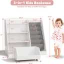 COZPAW Kids Bookshelf and Toy Storage, 4 Tier Toddler Bookshelf with Movable Drawer (White)