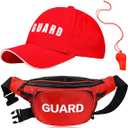 Tarpop Costume Set Including Red Hat, Fanny Pack, and Whistle with Lanyard for Cosplay Party