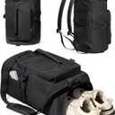 Gym Bag for Women with Shoe Compartment and Wet Pocket Convertible Gym Backpack workout Duffel Bag Multiple Pockets 30L (Black)